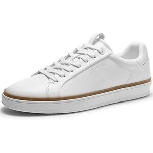 Coostar Mens Size 9 White Faux Leather Lace Up Lightweight Dress Sneakers Shoes